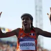 photo  sifan hassan lors des jo de paris 2024, où elle avait battu le record olympique sur le marathon. 