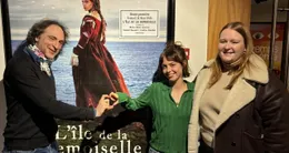 actu cin&eacute;ma  angers, vendredi 20 mars 2026. micha wald, salomé dewaels et candice bouchet au cinéma les 400 coups. 