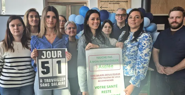 photo  au centre, trois infirmières de l’association asalée (ici à pavilly près de rouen en seine-maritime). elles sont 120 en normandie, œuvrant sur 175 sites, qui ne sont plus payées depuis bientôt deux mois  &copy;  ouest-france 