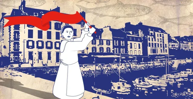 photo  joséphine pencalet portait souvent le drapeau rouge pendant la grève, à douarnenez.  &copy;  illustration : céline fonteneau / istock 