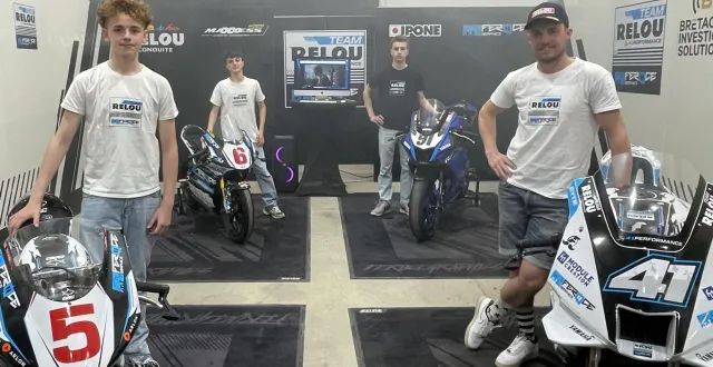 photo  mathieu ginès au côté d’evan bourdin, tom roussel et léo caréric.  &copy;  loris demonti / ouest-france 