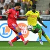 photo  herba guirassy face au parisien zaïre-emery lors du match aller perdu 1-0 par le fcn. 