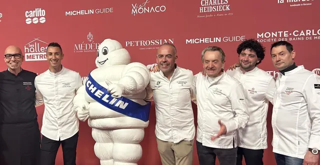 photo  arnaud viel (au centre) lors de la remise des étoiles du guide michelin, mi-mars 2026 à monaco.  &copy;  photo fournie par arnaud viel 