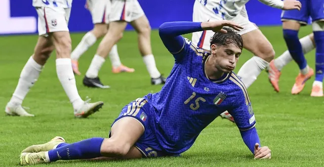 photo  pio esposito lors de la défaite de l’italie face à la norvège comptant pour les éliminatoires pour la coupe du monde 2026, le 13 novembre 2025 à milan.  &copy;  isabella bonotto / anadolu via afp 