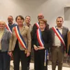 photo  la maire de la ville entourée de ses huit adjoints et de la doyenne du conseil municipal, odile leconte.  