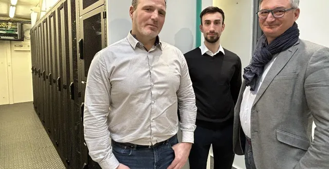 photo  régis josso, directeur général de dri, édouard guegain, responsable r & d numérique responsable, et yves le gohebel, directeur général de greenspector.  &copy;  ouest-france 