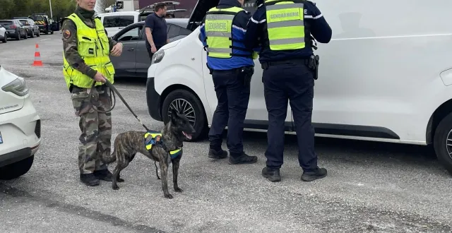 photo  un vaste contrôle de gendarmerie et des services de l’état a eu lieu mardi après-midi sur l’aire des haras de l’a28, près de gacé..  &copy;  ouest-france 