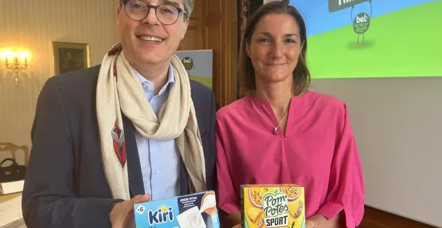 photo  frédéric médard, directeur de l’impact et cécile béliot, directrice générale du groupe bel, ce mercredi 25 mars 2026 à paris, à l’occasion de la présentation des résultats annuels du groupe.  &copy;  ouest-france. 