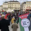 photo angers, samedi 17 février 2024. les participants ont débord écouté une prise de parole de l’association france palestine solidarité, sur la place du ralliement.