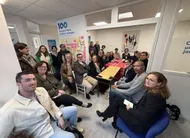 photo  isabelle leroy entourée de ses adjoints et conseillers quelques jours après l’élection de sa liste aux municipales 2026 à cholet (maine-et-loire). 