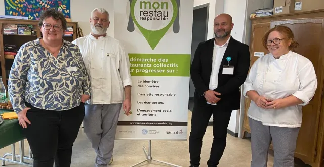 photo  clara muller, responsable financière, françois négrier, cuisinier, sardar almafarage, responsable du pôle restauration et gisèle guibourg, cuisinière.  &copy;  ouest-france 