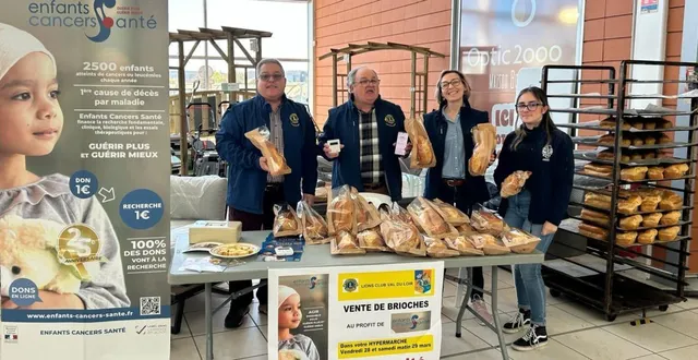 photo  tous les ans, le lions club val du loir organise sa traditionnelle vente de brioches au profit de l’association « enfants cancer santé ». ils proposeront leurs brioches, vendredi, de 9 h 30 à 18 h, et samedi matin, dans la galerie marchande de l’hyper u.  &copy;  archives ouest-france 