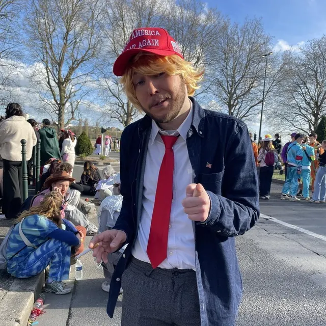 photo donald trump au carnaval : « c’est de la caricature, j’espère que les gens le prennent comme ça et qu’ils ne pensent pas que je suis un fanatique », s’interroge lucas, 24 ans.  ©  ouest-france