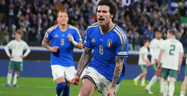 photo  sandro tonali a marqué le premier but de l’italie lors de la victoire contre l’irlande du nord, jeudi.  &copy;  alessio morgese / afp 
