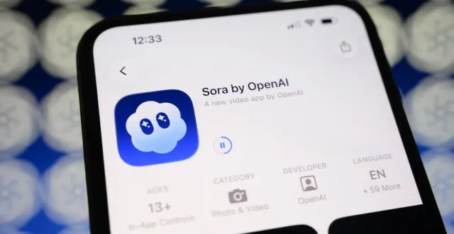 photo  le logo de l’application sora sur un smartphone en mars 2026.  &copy;  samuel boivin / nurphoto via afp 