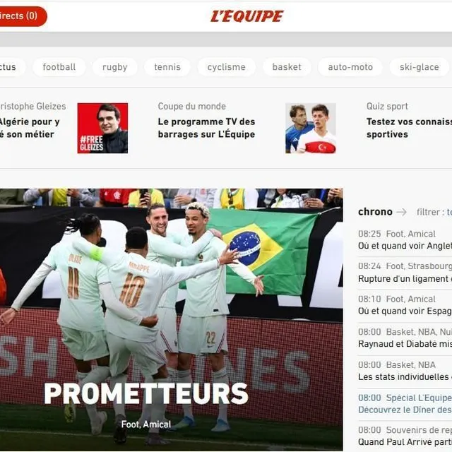 photo sur son site internet, l’équipe juge le succès des bleus face au brésil, « prometteur ».  ©  photo : capture d’écran