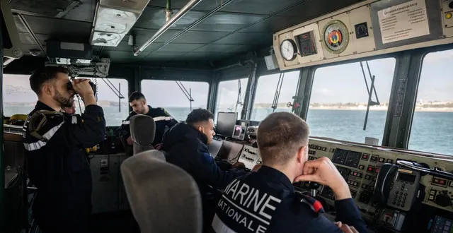 photo  à bord de « l’aigle », chasseur de mines tripartite de la marine française en rade de brest (finistère), le 25 mars 2026.  &copy;  guillaume saligot / ouest-france 