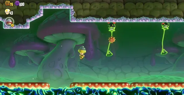 photo  les mines fongiques de super mario bros. wonder sont remplies de niveaux empoisonnés.  &copy;  nintendo 