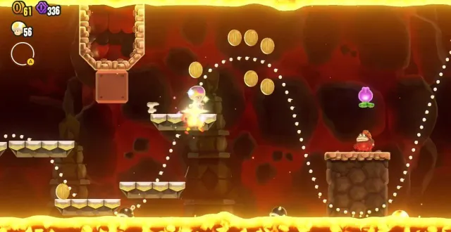 photo  le volcan végétal contient de nombreux niveaux tapissés de lave. évidemment, ne sautez pas dedans !  &copy;  nintendo 