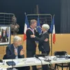 photo  olivier lefeuvre, nouveau maire de la ville de donges (loire-atlantique), et annette auffret, ancienne maire de donges, vendredi 27 mars 2026. 