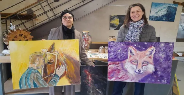 photo  sonia vérité (à gauche) et mathilde gille exposent au moulin hydronef jusqu’au 20 septembre.  &copy;  co 