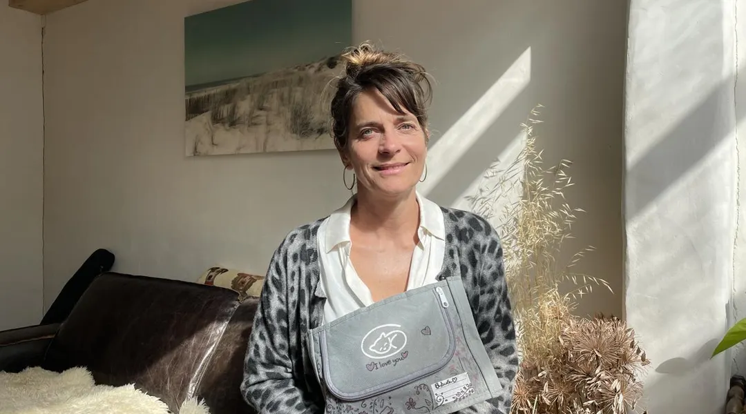 Veterinary trained, she creates mortuary covers to preserve the dignity of the