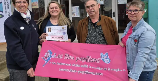 photo  samedi 14 février, les roulettes gacéennes organisaient un loto « du cœur » au profit de l’association les fées papillons qui œuvrent pour le don de moelle osseuse. mardi, la boucle a été bouclée. les membres de l’organisation, mathilde brunner et stéphane dif ont remis un chèque de 1 479 € aux fées papillons devant la salle des fêtes le tahiti.  &copy;  ouest-france 