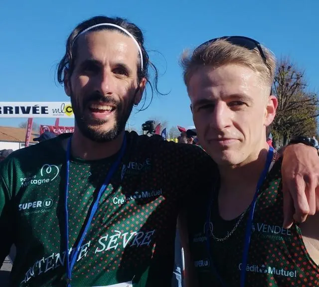 photo les deux premiers du 8,2 km nature 2026 : alexis delahaye, 25 ans, devant jérémy graveleau, 40 ans.  ©  ouest-france