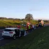 photo  sur l’autoroute a28, une voiture a percuté l’arrière d’un camion du côté de gacé (orne), dans le sens le mans - rouen. 