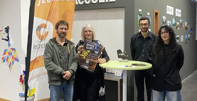 photo  mickaël clouet, coordinateur de l’événement, estelle lesur, vice-présidente de l’association le cercle, et nathan duigou et samara omer, en service civique.  &copy;  ouest-france. 