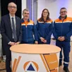 photo françois richez, président de la fédération nationale de la protection civile ; luc allard, président de la protection civile du maine-et-loire ; et ses deux vice-présidents, lors de l’assemblée générale du 28 mars, à sainte-gemmes-sur-loire.