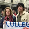 photo christine le bras et romain peraudeau sont enseignants à angers. ils manifestent contre la fermeture d’une classe de sixième à la rentrée.